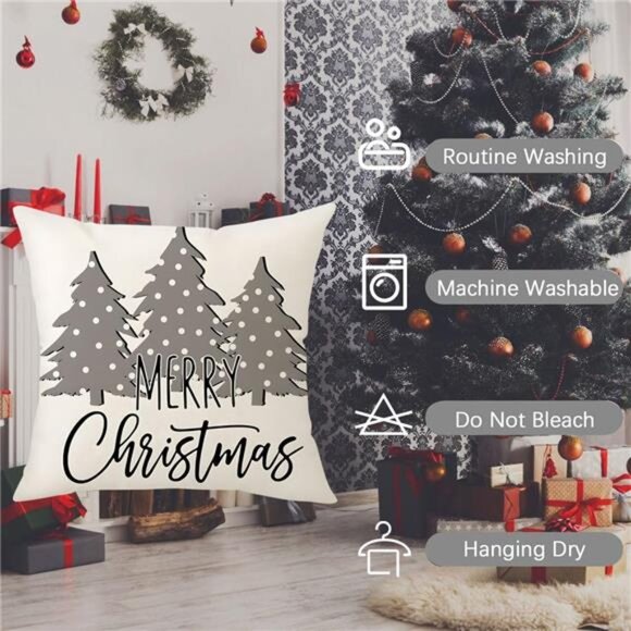 Christmas Pillow Covers 20x20 Set of 4Christmas Decorations Snowman Cushion Case - Picture 5 of 7